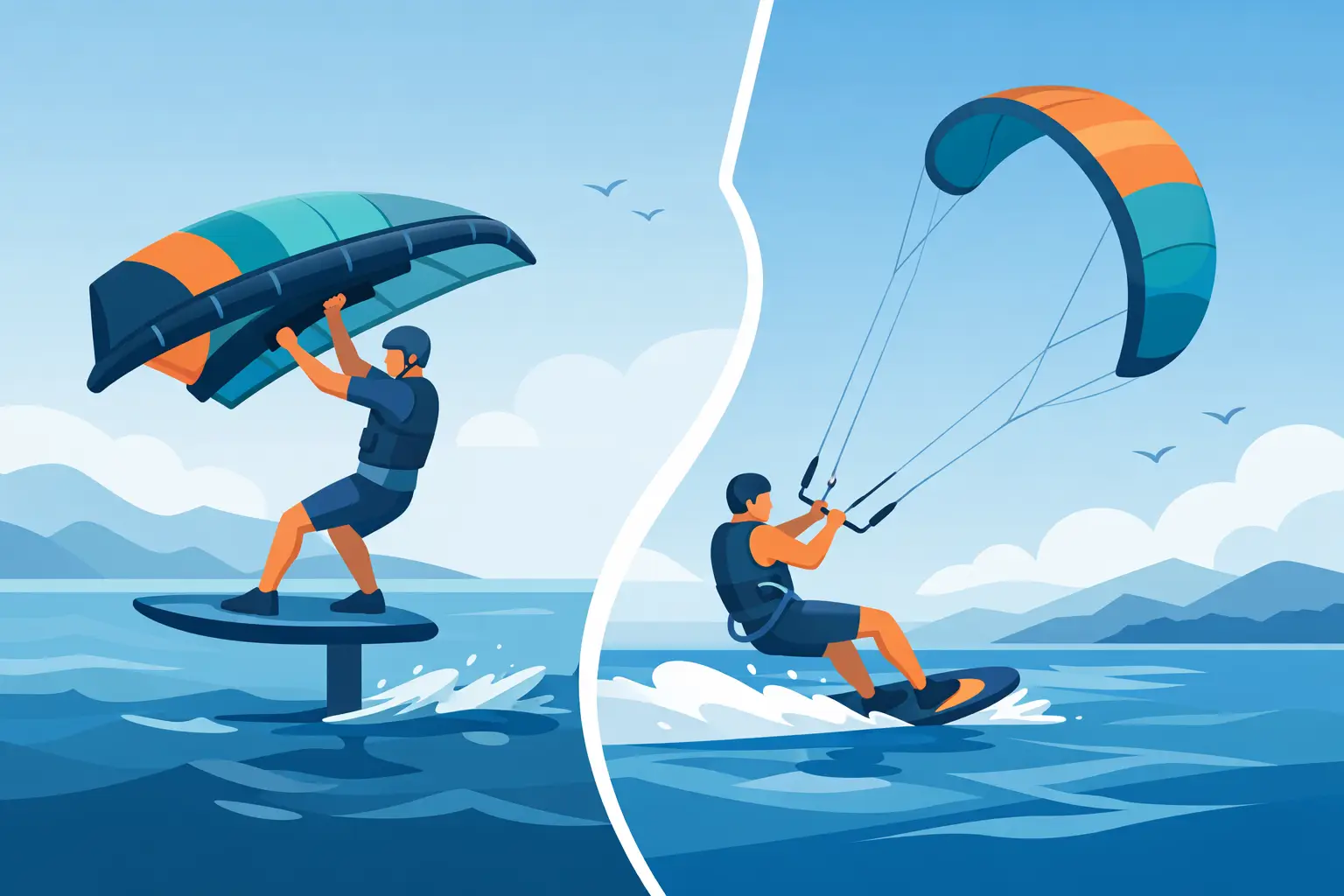 Wingfoil vs kitesurf: diferencias clave