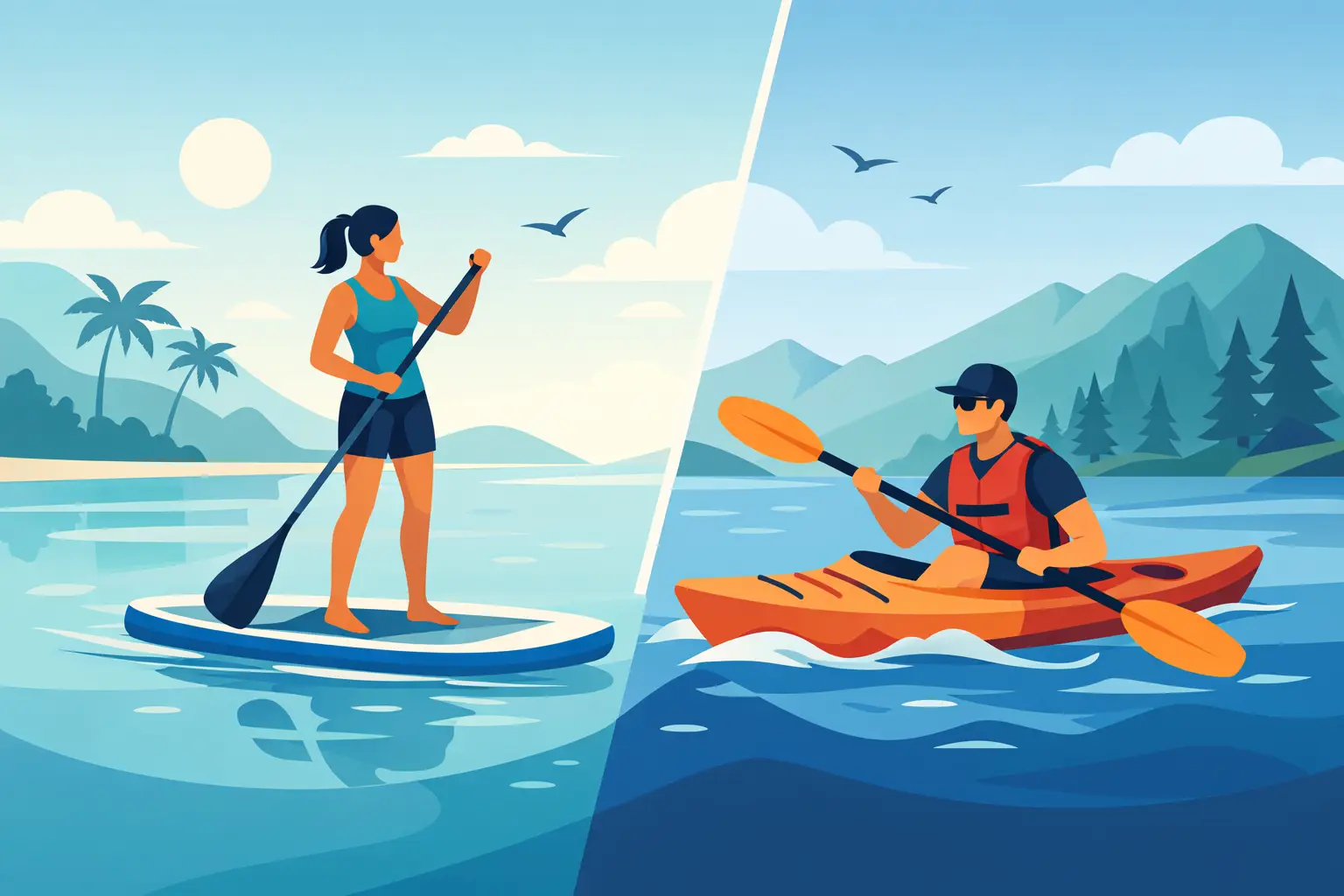 Diferencias entre SUP y kayak: cuál te conviene