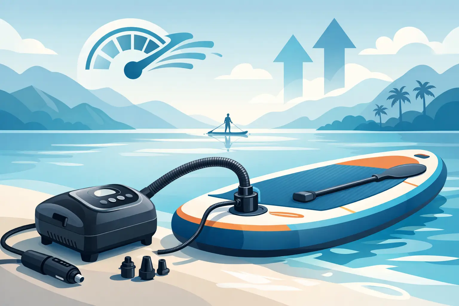 Bomba eléctrica SUP para inflar rápido y bien